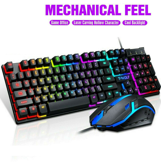 TF200 Gaming Keyboard & Mouse Combo Illuminated USB Wired 104‑Key